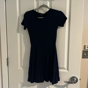 Cap sleeve navy dress